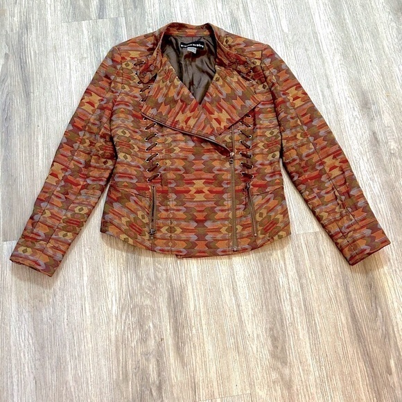 bianca nygard Jackets & Blazers - Bianca Nygard Gorgeous Patterned Jacket With Lace Up Details